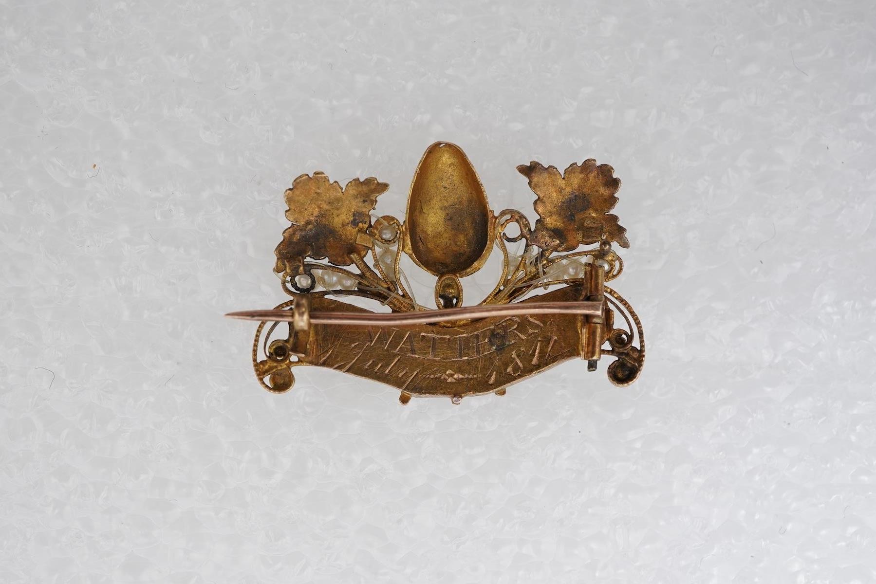 A rare George III gem-set acrostic mourning brooch, circa 1814
